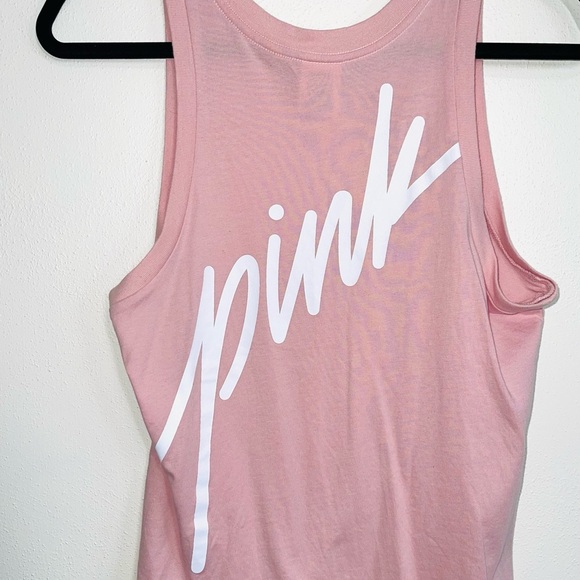 Victoria’s Secret PINK Tank Light Pink Graphic Logo Knot Front Small Women’s - Picture 6 of 11